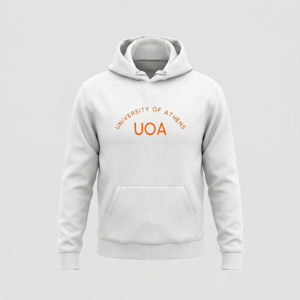 UOA Hoodie White with Orange Letters