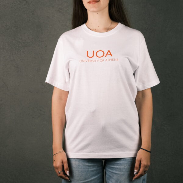 T-Shirt UOA λευκό με πορτοκαλί γράμματα