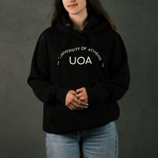 UOA Black Hoodie with White Lettering